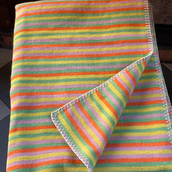 Striped cotton throw blanket very soft, light and breathable Pink/yellow/orange/green striped cotton sofa throw blanket 55''X79''/140X200cm