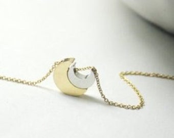 Moon Phase Jewelry .Double Moon Necklace .Mommy Son Neck,Celestial Jewelry .Lunar Jewelry .Dual Moon Pendant Two Moon Charm. mommy babe moon