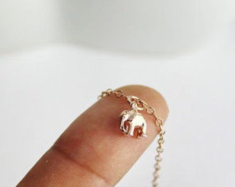 Babe Elephant Bracelet,rose gold elephant Necklace,Baby Elephant,Elephant jewelry,Sister, New Mom Gift.mini elephant bracelet,tiny small .