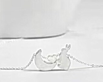 Himmlischen Hase Jewelry.Moon Bunny Necklace.Lunar Kaninchen. Skurrile Häschen-Halskette, kosmische Häschen-Halskette, Astral-Kaninchen-Schmuck, Geschenk für Mädchen