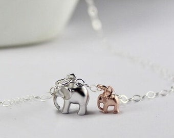 24 JOYAS Bracciale Famiglia Elefanti Argento; Bracciale con catena a maglie da 20 centimetri con 3 di regolazione, Senza pietra preziosa