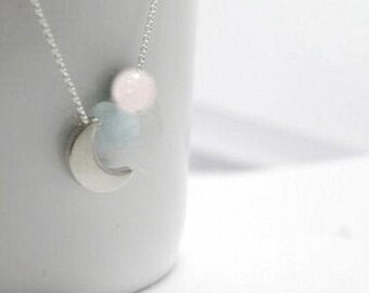 Rohe Aquamarin Halskette, Love of the Sea Geschenk. Mondstein Kette.Surfer Girl Kette. Fruchtbarkeit Aide Schmuck, Schwangerschaft Ocean Beach Schmuck