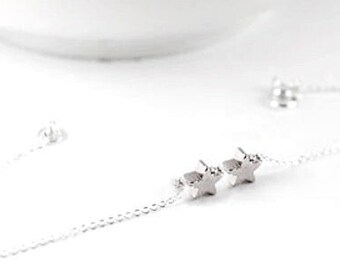 Bracciale con iniziale per lui e per lei, bracciale con due stelle in oro rosa, gioielli con stella iniziale 2 Bracciale con stella rosa, bracciale con iniziale di coppia, bracciale per coppia