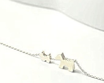 Collana con due cani, ciondolo doppio canino, coppia di gioielli per cani, ciondolo per cuccioli di cane, compagni canini. Gioielli canini di coppia, doppio cane