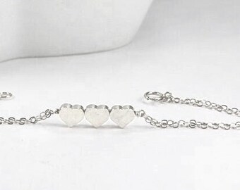 Three SIsters Bracelet,Three Hearts Bracelet. Triple Heart Bracelet, Three Hearts Jewelry, Love Bracelet, Heart Charm Bracelet,3 best friend