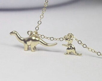 Motherhood Necklace. Dinosaur Necklace ,Prehistoric Jewelry . T-Rex Jewelry.Jurassic Jewelry .Mother child jewelry.Mommy and Me necklace