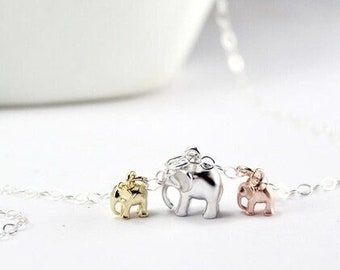 Elephant Necklace. elephants lover Jewelry. Mother and child necklace .Family necklace Mommy Gift,.Cute elephant Jewelry .Anniversary Gift,