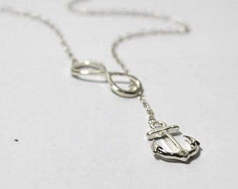 Collar de ancla, Lazo infinito, Regalo de hermandad, Joyería de esperanza, amor y fe, Collar de lazo náutico, Collar de lazo marítimo, Lazo de playa