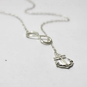 Anchor Necklace ,Infinity  Lariat., Sisterhood Gift, Hope Love Faith Jewelry,Nautical lariat necklace,Maritime lariat necklace, Beach lariat