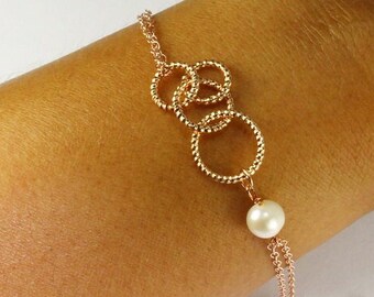Infinity Bracelet.Rose Gold Bracelet,Freundschaft Schmuck,Eternity Kreise,Geburtstag Geschenk Freund,Schmuck für Schwestern,Hochzeit