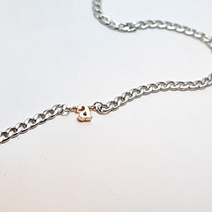 Letras Personalizadas Joyería.Letras de oro rosa. Monograma Collar inicial Pulsera de letra personalizada, Cadena de plata gruesa, Regalo para ella. Su identificación