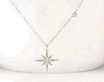 Sterne Halskette, Inspirational Schmuck,North Star Schmuck, Starburst Halskette, Astral Halskette, Navigationsstern, Sternennacht Halskette