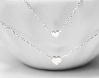 Collana madre figlia,Collana cuore a doppio strato.Due collane cuore in oro rosa Gioielli a doppia catena.Regalo per la neo mamma.Collana cuore rosa