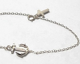 Anchor Cross  bracelet.Religious bracelet Crucifix bracelet , Gift for Her. Symbolic bracelet.Spiritual bracelet, Cross-themed bracelet,