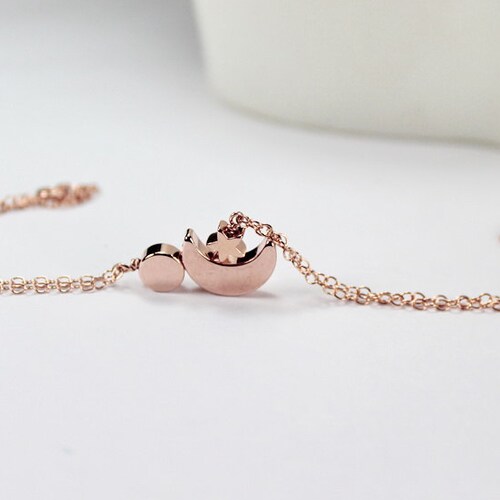 Sun Moon \u0026 Star Bracelet.rose Gold Moon 