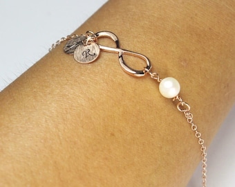 Benutzerdefinierte Unendlichkeitsarmband, Eternal Forever Armband , Unendlichkeit, personalisierte Infinity Armband , Brautjungfer Schmuck.Sterling Silber Infinity