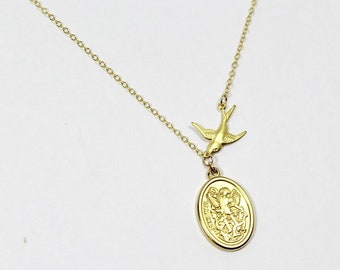 Collier Saint Michel. Bijoux ange gardien. Or, guidance divine. Bijoux religieux, Bijoux pour soeurs, Cadeau de mariage, Bijoux pour femme
