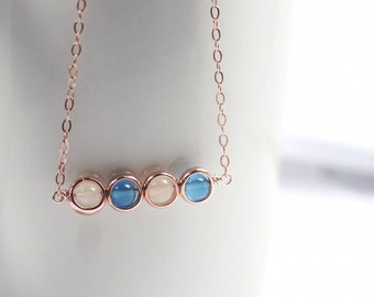 Quatre bijoux de pierres de naissance. Bracelet cadeau d'anniversaire, collier personnalisé collier de pierre de naissance Grand-mère, 4 enfants enfants, Bijoux mère,