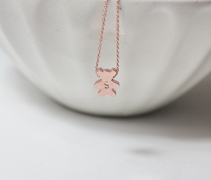 Rose gold bear necklace deals