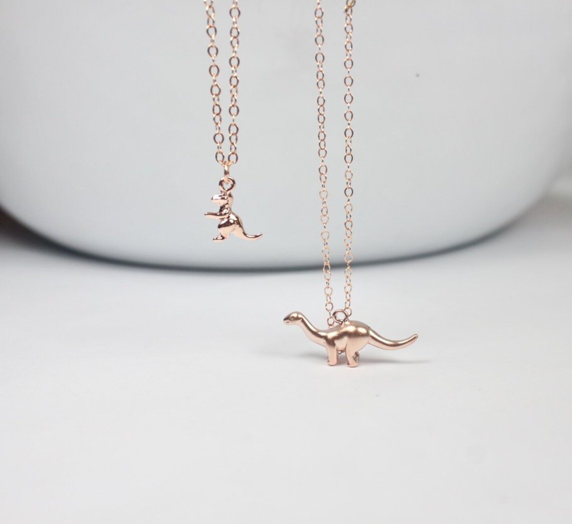 Rose Gold Dinosaur Necklace Kids Dino Jewelry Jurassic Etsy