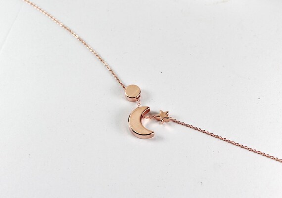 rose gold moon and star necklace
