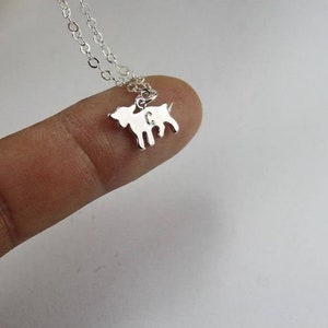 Initial goat necklace, Personalized Pet Goat Jewelry .Farm animal necklace Capra necklace .Horned animal pendant. Silver or gold goat charm image 2