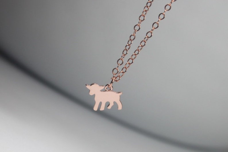 Initial goat necklace, Personalized Pet Goat Jewelry .Farm animal necklace Capra necklace .Horned animal pendant. Silver or gold goat charm image 4