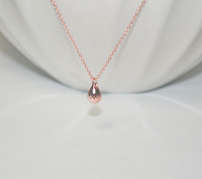 Rose Gold Teardrop Necklace Teardrop Jewelry Rose Gold Drop - Etsy