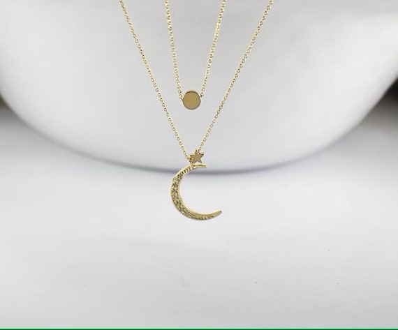 Buy Layered Necklace .sun Moon Star Necklace .celestial Jewelry. Multi layer Necklace Cosmic Jewelry Layered Celestial Necklace.2 Strands Online in India Etsy