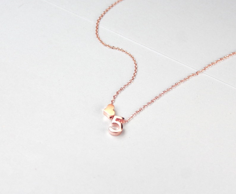 Rose Gold Number Necklacenumber Necklace Anniversary Date - Etsy