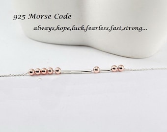 Bijoux en code Morse, Rapide, Fort, Sans peur, croire, Courageux, Chance, Foi, Force, Toujours, Espoir,,, Collier ou bracelet en code mort.Cadeau pour femmes.