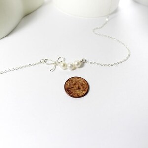 Regalo de joyería para dama de honor: collar de pajarita, regalo de cinta, pulsera de nudo. Pulsera de nudo de eternidad con perlas de agua dulce. Regalo de boda. imagen 2