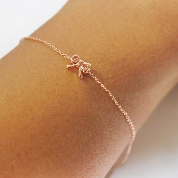 Rose Gold Bow Bridesmaids Bracelets, Tie the Knot, Bridesmaid Gifts,Holiday Jewelry,Rose Gold Bow,Pink Gold Bracelet, Knot Bracelet