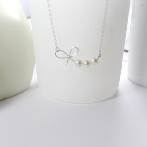 Regalo de joyería para dama de honor: collar de pajarita, regalo de cinta, pulsera de nudo. Pulsera de nudo de eternidad con perlas de agua dulce. Regalo de boda. imagen 5