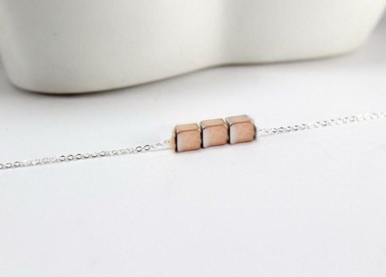 3 sisters three best friends gift .Three square necklace.geometric necklace,.rose gold square necklace Square necklace in rose gold