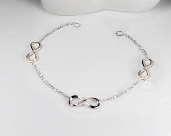 Bracelet infini des trois soeurs. Bijoux à l'infini en or rose. 3 meilleurs amis, cadeau pour 3 femmes, cadeau de demoiselle d'honneur. Bracelet infini, bijoux tendance