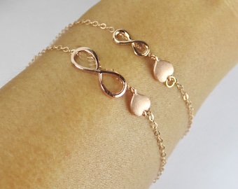 Mère fille bracelet ensemble, grande et petite Rose Gold infinty bracelet infini, mère enfant ensemble. Correspondance Bracelet.Gift pour la nouvelle maman.