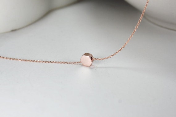 Rose Gold Hexagon Necklace. Simple Jewelry.everyday | Etsy