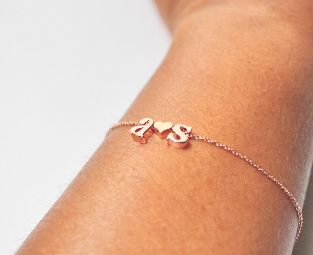 Delicate Initial Bracelet Dangling Charms Bracelet Paper Clip Chain Name  Bracelet Cute Personalized Gift Idea for Women Girls - Etsy
