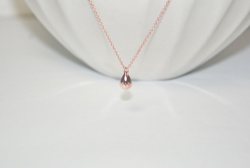 Rose Gold Teardrop Necklace Teardrop Jewelry Rose Gold Drop - Etsy