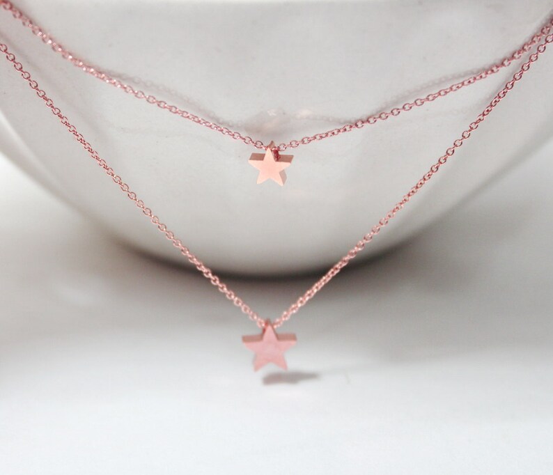 Double Strand Rose Gold Star Necklace little Star Necklace Etsy UK
