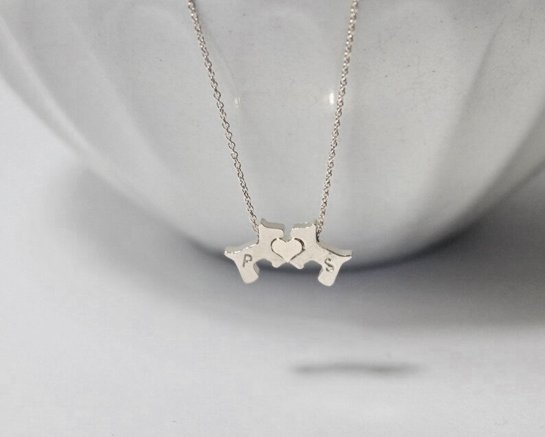 Two Dogs Jewelry. Double Dog Necklace,Puppy pair Jewelry,Personalized dog necklace, Canine couple jewelry, Animal lover Pet lover jewelry.