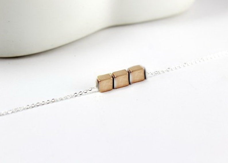 3 sisters three best friends gift .Three square necklace.geometric necklace,.rose gold square necklace Square necklace in rose gold