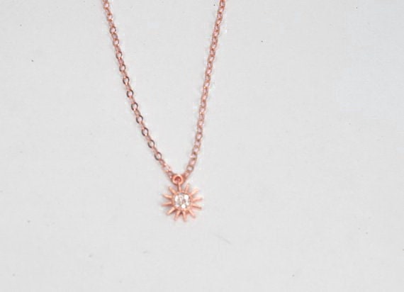 Rose Gold Sun Moon Star Necklace Pink 
