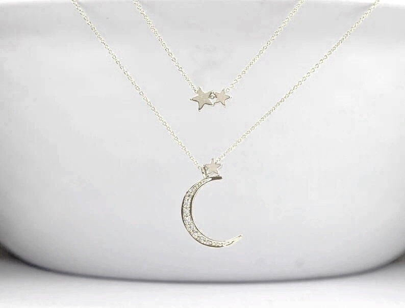 Fingerprint Necklace Star Pendant Stars And Moon Jewellery Gold