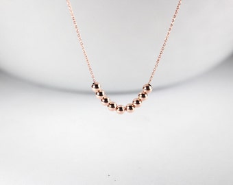 Rose Gold lleno de joyas de oro grano lleno de Necklace.Rose. , Oro rosa y collar, regalos de Dama de honor. Delicado collar, regalo adulto Petite