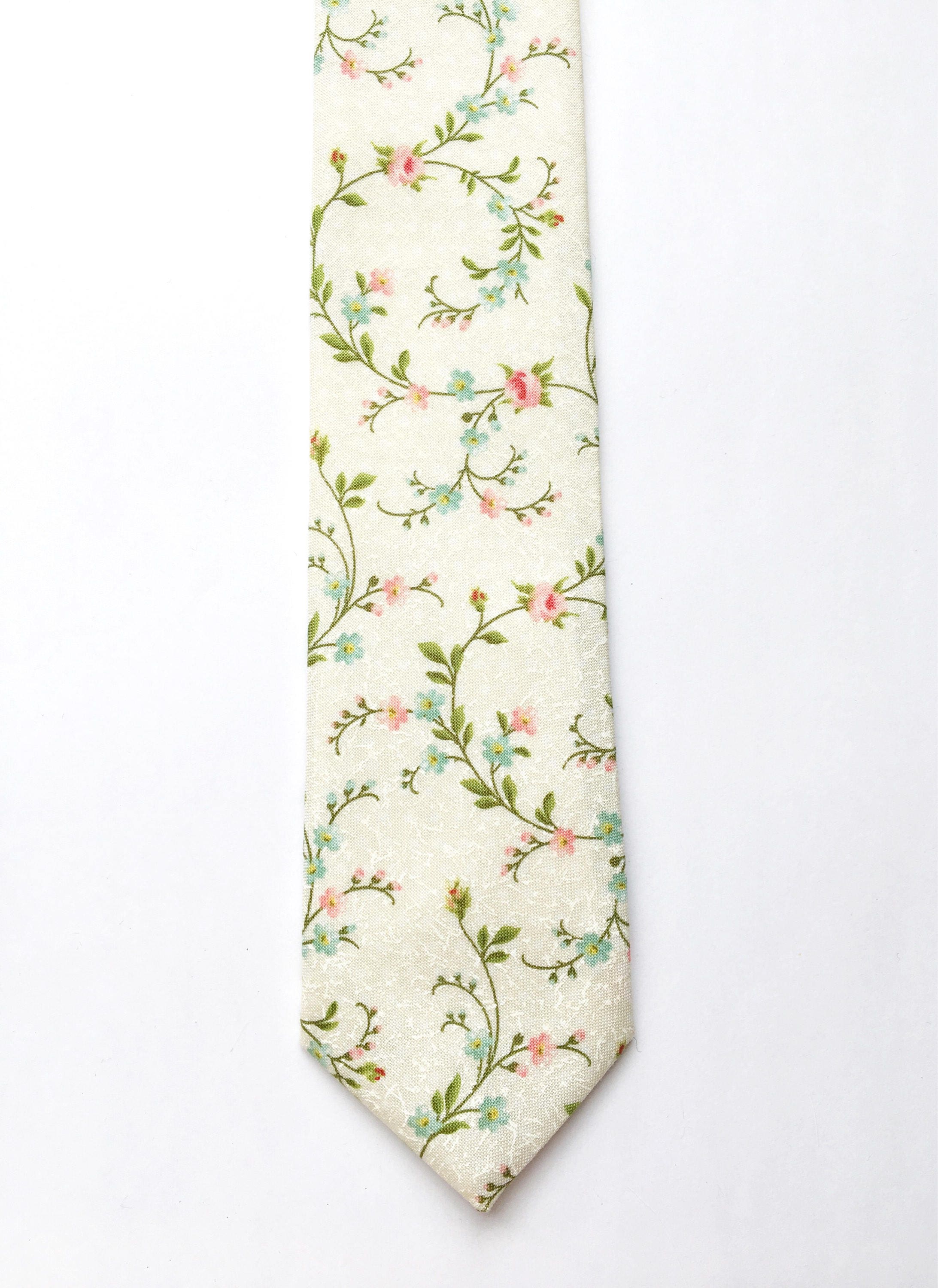 Mens Floral Tie Pink and Green Floral Tie Vine Print Sinny Etsy UK