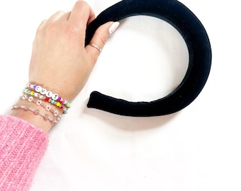 Padded black velvet headband