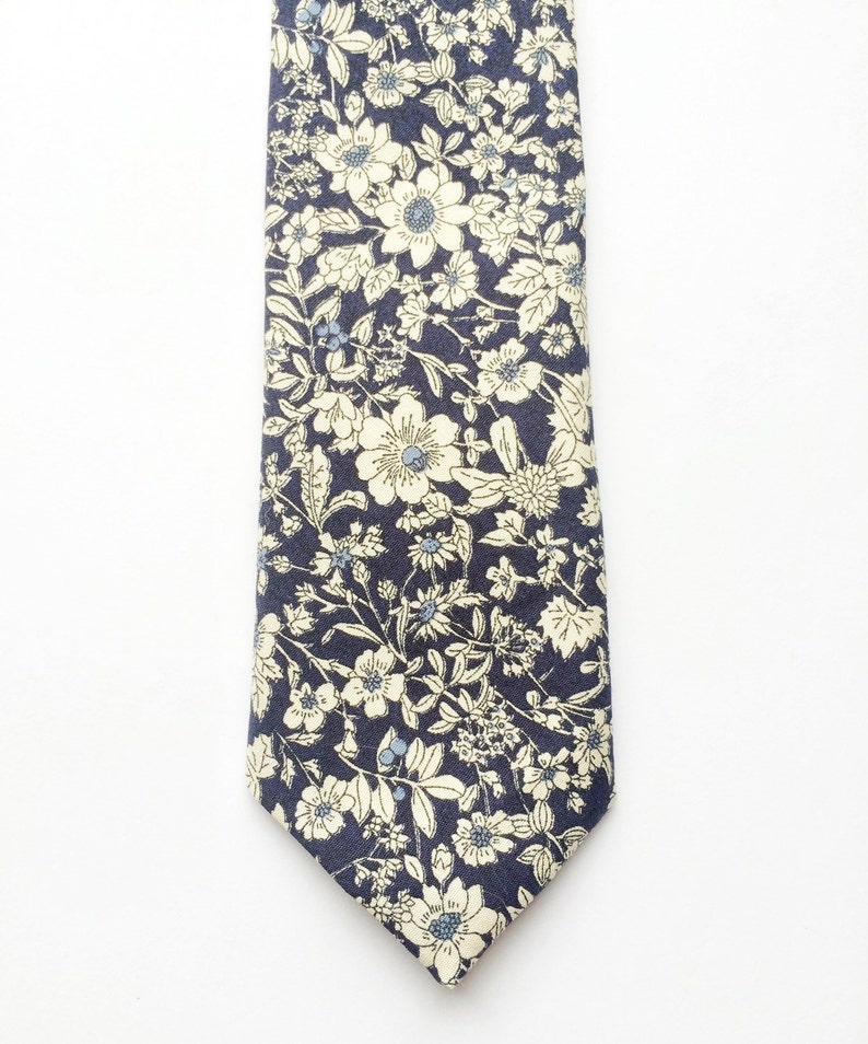 Floral Tie Navy Blue Skinny Tie Ditzy Floral Tie Mens Etsy