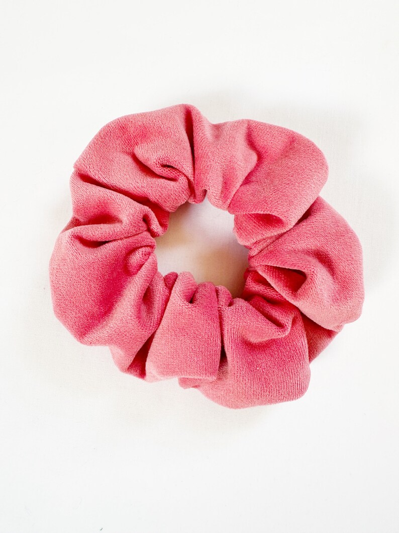 Regular OR mini sized scrunchie in watermelon pink velvet image 2
